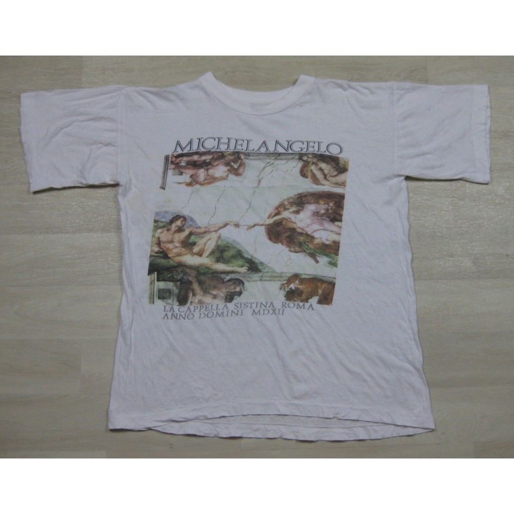 Vintage 90s Michelangelo T-Shirt (L) Sistine Chapel Single Stitch Art Tee